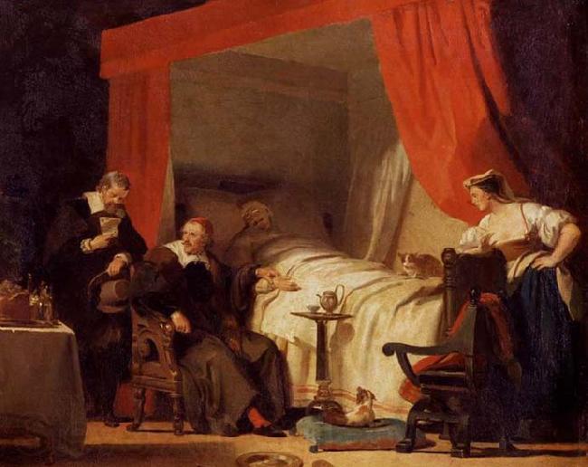 Alexandre-Evariste Fragonard Cardinal Mazarin at the Deathbed of Eustache Le Sueur Spain oil painting art